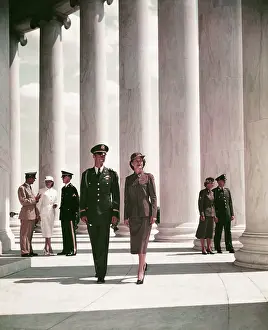 Military Officers Standing in Front of Jefferson Memorial