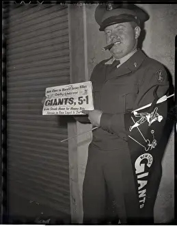 Private Prints: Military Private Holds Newspaper;Basebal