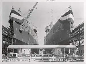 Charleston Prints: Two Military Ships in Port