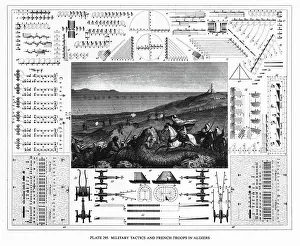 Images Dated 5th June 2015: Military Tactics and French Troops in Algiers Engraving