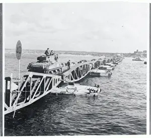 Normandy Prints: Military Tank Coming Ashore