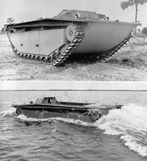 Landforms Prints: Military Tanks on Land and Sea
