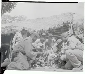 New Guinea Prints: Military Troops Playing Dice Game