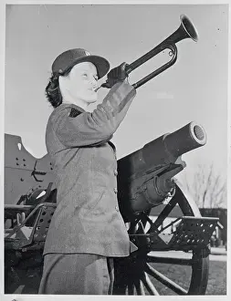 Illinois Prints: Military Woman Blowing Bugle