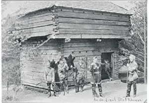 Kentucky Prints: Militia Members Posing Outside Blockhouse