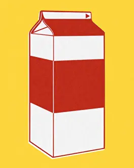 Illustrat Prints: Milk Carton on a Yellow Background