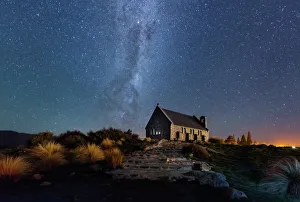 Images Dated 28th April 2016: Milky way over church of Good Shepherd (Lake Tekapo)