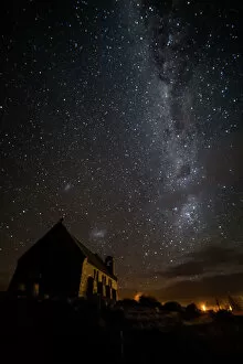 New Zealand Gallery: Milky Way and Magellanic Clouds above Church