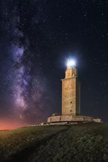 Images Dated 24th September 2016: Milky Way and Tower of Hercules