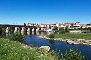 Traffic Prints: Millau / France old town at Tarn River - Historic bridge and the Millau Viaduct (for what this city is mostly known)