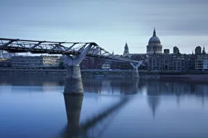Images Dated 9th August 2014: Millenium Bridge, River Thames and St Pauls Cathedral, London, England, United Kingdom