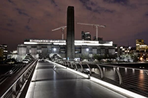 Millennium bridge and museum at night