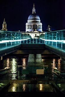 Steel Gallery: The Millennium Bridge at night, London