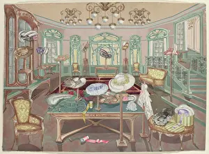 Prints of Millinery Shop, 1905, 1935/1942. Artist Perkins Harnly. (Photo by Heritage Art/Heritage Images via Getty Images) Enchanted Interiors of Perkins Harnly: Millinery Shop