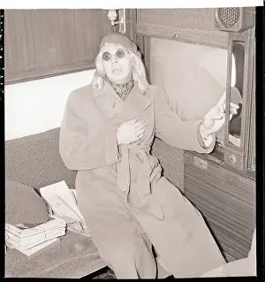 Cross Dresser Prints: Milton Berle in Drag in Train Compartment