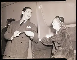 Greeting Prints: Milton Berle Greeted by Betty Grable