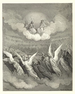 Images Dated 28th February 2017: Miltons Paradise Lost - Gustave Dore - Heaven rung