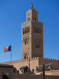 Images Dated 28th February 2014: Minaret of the Koutoubia Mosque, Medina, Marrakech, Marrakech-Tensift-Al Haouz, Morocco