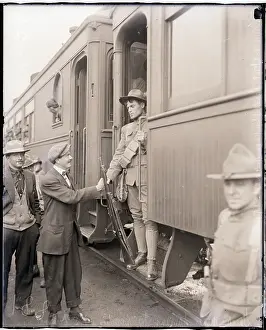 Handshake Prints: Miner Greets 5Th Cavalryman on Train