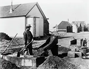 Miner Prints: Miner Shoveling Rocks At Gold Mine
