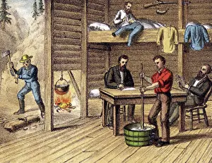 Cabin Prints: Miner's in the 'bunkhouse' doing chores