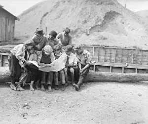 Laborer Prints: Miners Children Reading Newspaper
