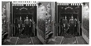 Cage Prints: Miners Coming Out Of Mine Shaft On Cage