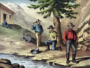 Miners Prints: Miners relaxing by a stream