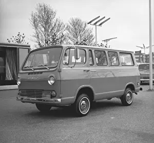 Parking Prints: Mini van in parking lot, (B&W)