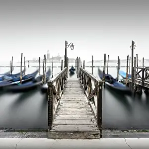 Motion Blur Prints: Minimalist long exposure of the gondolas at the Piazzetta near the Campanile at St