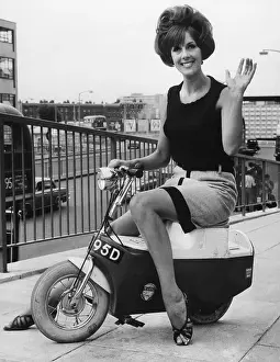 Miniskirt Prints: Miniskirt Model on Mini-Scooter