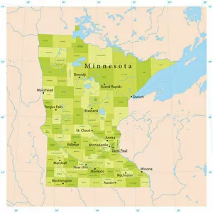 Images Dated 16th May 2018: Minnesota Vector Map
