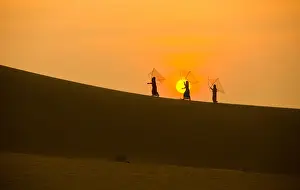 Adult Only Prints: Minority Cham Girls on Sand Dune in beautiful sunsire / dawn