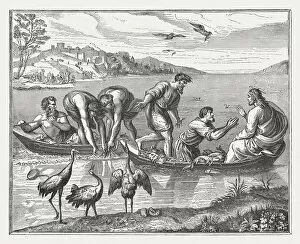 Images Dated 6th August 2015: Miraculous fishing (Luke 5, 1-11) by Raphael, published 1878