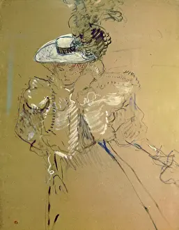 Misia Natanson, by Henri de Toulouse-Lautrec, 1895, 19th Century, oil and gouache on board, Ca. 94 x 72 cm