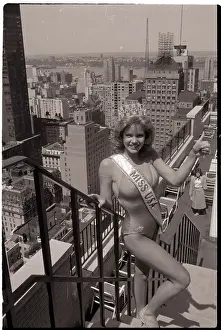 Miss USA Julie Hayek Posing on Steps