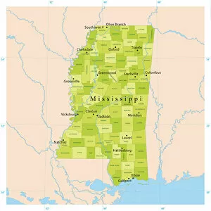 Images Dated 16th May 2018: Mississippi Vector Map
