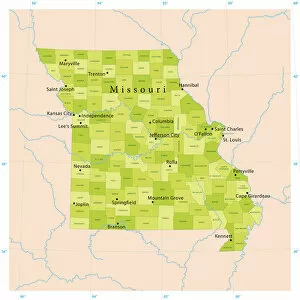 Images Dated 16th May 2018: Missouri Vector Map
