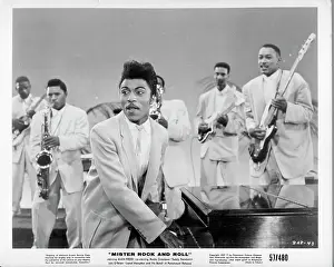 Prints of 1957: Musician Little Richard performs in a scene from the movie Mister Rock And Roll with his band in 1957. (Photo by Michael Ochs Archives/Getty Images) The Architect of Rock: Mister Rock And Roll Film Still