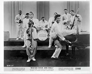 Prints of 1957: Musicians Little Richard (at the piano) and his saxophone player Grady Gaines perform in a scene from the movie Mister Rock And Roll which was released in 1957 The Architect of Rock: Mister Rock And Roll Film Still