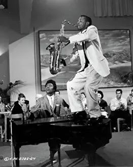 Prints of 1957: Musicians Little Richard (at the piano) and his saxophone player Grady Gaines perform in a scene from the movie Mister Rock And Roll which was released in 1957 The Architect of Rock: Mister Rock And Roll Film Still
