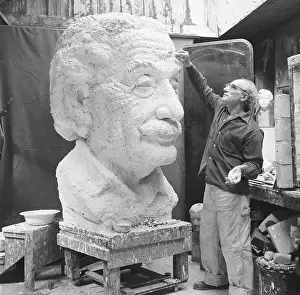 Mitchell Fields Finishing Bust of Albert Einstein