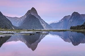 Images Dated 26th December 2011: Mitre Peak at dawn, Fiordland National Park, Milford Sound, South Island, New Zealand
