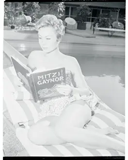 Mitzi Gaynor Reading Script at Poolside