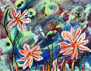 Images Dated 15th May 2011: Mixed media flowers, butterflies and fireflies