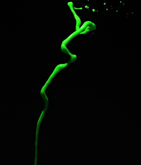 Prints of Green splash on black background Stone Prints: Mixing Liquids