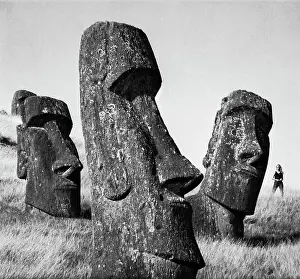 Quarry Prints: Moa Statues Near Quarry on Easter Island