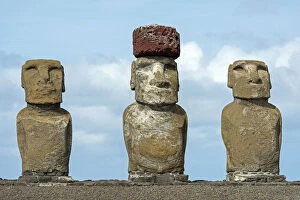 Images Dated 31st May 2012: Three Moai statues, Rano Raraku, Easter Island, Chile