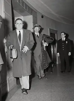Mob Boss Albert Anastasia with Lawyer in Courthouse Hallway