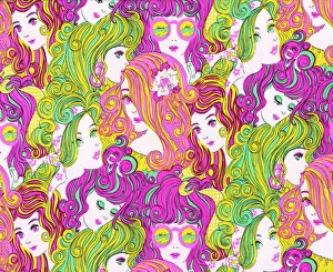 Pattern Artwork Illustrations Collection: Mod Girls Pattern